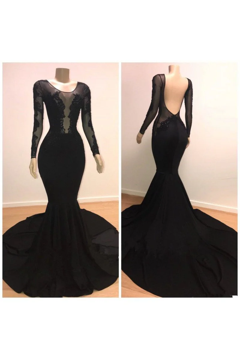 Black Most Popular Chiffon Appliqued Sleeveless Prom Dresses
