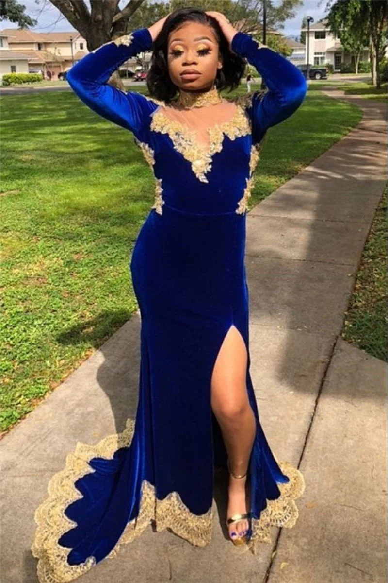 Pink High Neck Velvet Long Formal Dress main image 1