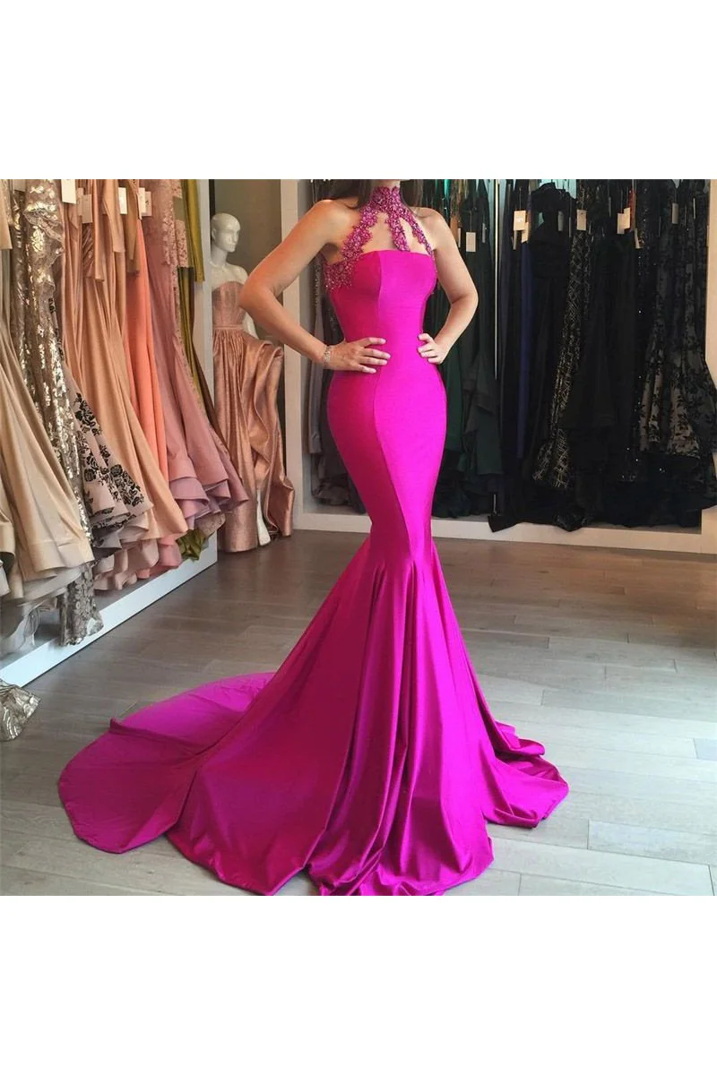 Smock Mermaid Dress Fuchsia