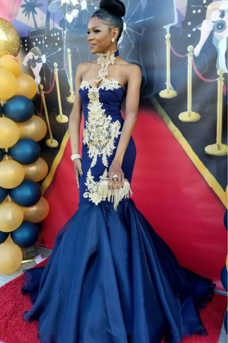 Unique Blue Halter Mermaid  Long Prom Dress Ideas, Evening Party Dresses,WGP1742 main image 0