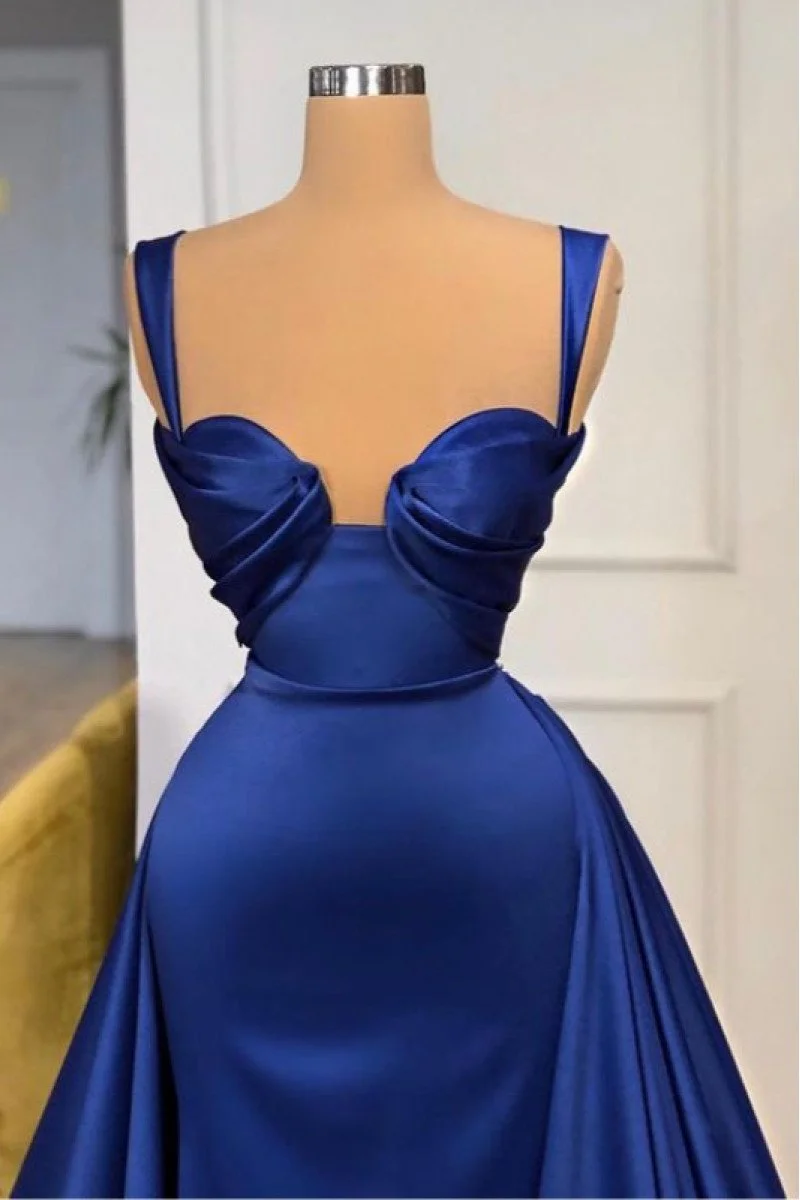 Navy Blue Spaghetti Straps Sheath Full Length Formal Gown,Blue Prom Dress Evening Gown Y74 main image 1