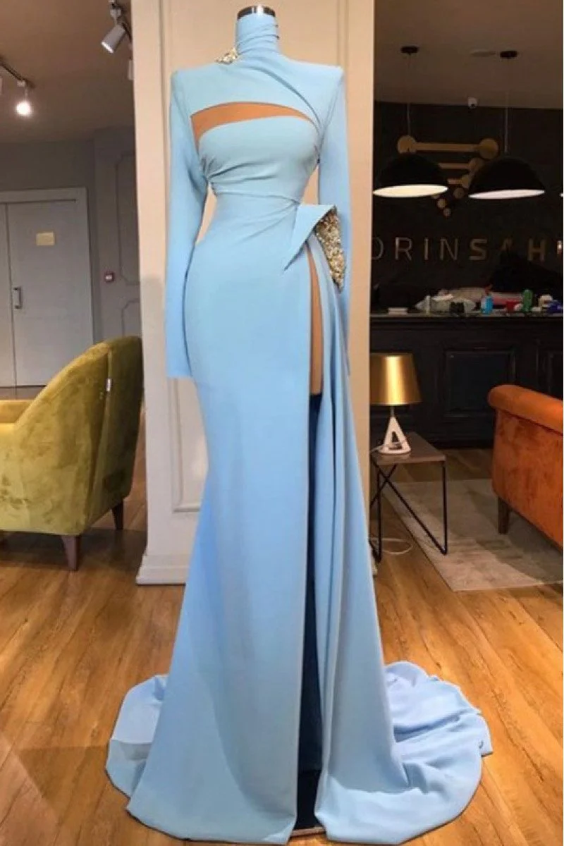 Sexy Sheath Prom Dress With High Slit Party Gown cc733