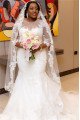 Wonderful Jewel Long Sleeves Plus Size Mermaid Wedding Dresses With Appliques