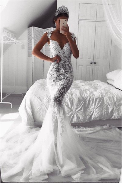 Alexia Elegant Square Open Back Appliques Mermaid Wedding Dresses With Royal Train Alexia Elegant Square Open Back Appliques Mermaid Wedding Dresses With Royal Train