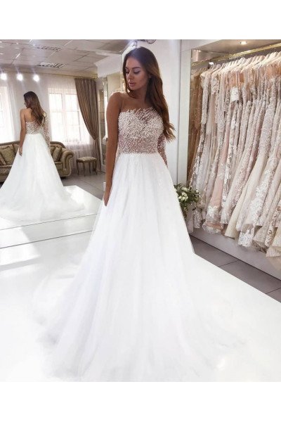 Charleen Charming One Shoulder Beading A-Line Wedding Dresses