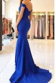 Andrea Beautiful Royal Blue Off Shoulder Court Train Mermaid Evening Dresses