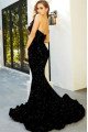 Annie Fancy Black Sequins Sweetheart Backless Mermaid Evening Dresses With Ruffles