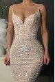 Athena Sparkle Pink Spaghetti Straps Backless Mermaid Sequins Evening Dresses