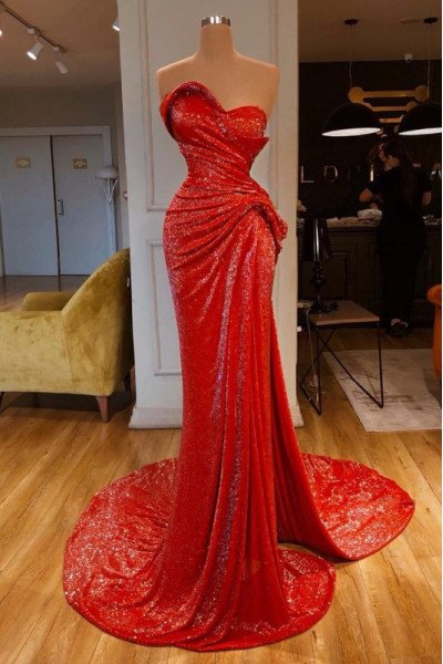 Alexia Sparkle Red Sequins Sweetheart Court Train Sheath Prom Dresses Alexia Sparkle Red Sequins Sweetheart Court Train Sheath Prom Dresses