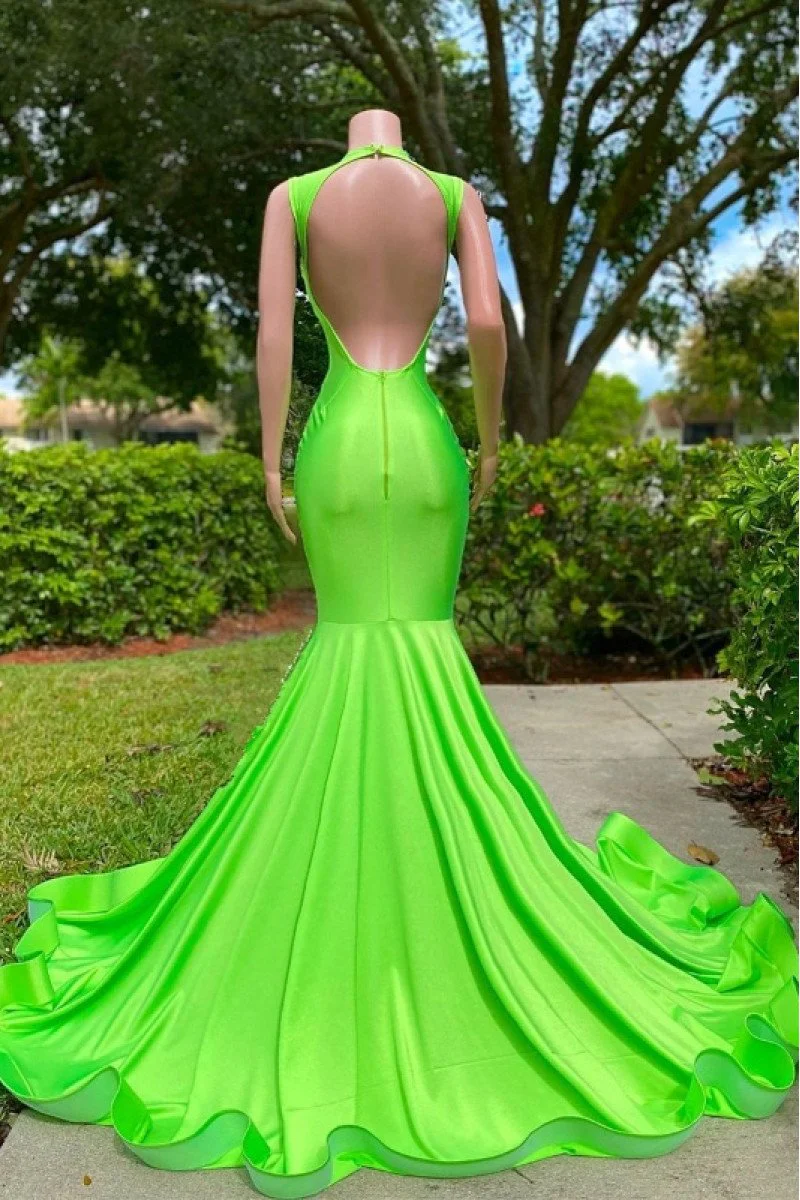 Dark Green V-neck Mermaid Sexy Prom Dresses