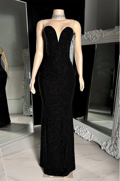 Eleanore Modern Black Sequins Sweetheart Sheath Prom Dresses