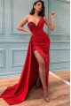 Erin Charming Red One Shoulder Side Slit Sheath Prom Dresses With Sequins Erin Charming Red One Shoulder Side Slit Sheath Prom Dresses With Sequins