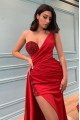 Erin Charming Red One Shoulder Side Slit Sheath Prom Dresses With Sequins Erin Charming Red One Shoulder Side Slit Sheath Prom Dresses With Sequins