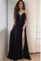 Angela Sexy Black Spaghetti Straps Side Slit Sheath Prom Dresses Angela Sexy Black Spaghetti Straps Side Slit Sheath Prom Dresses