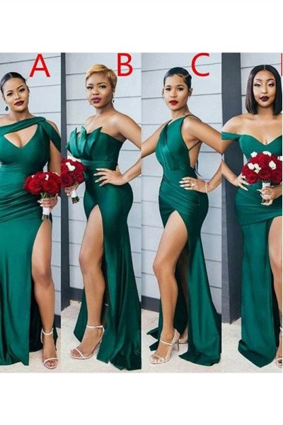 Alexis Elegant Turquoise One Shoulder Open Back Side Slit Sheath Bridesmaid Dresses Alexis Elegant Turquoise One Shoulder Open Back Side Slit Sheath Bridesmaid Dresses