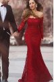 Arlene Mild Burgundy Off Shoulder Long Sleeves Appliques Mermaid Evening Dresses