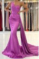 Audrey Elegant Purple One Shoulder Open Back Mermaid Evening DressesA