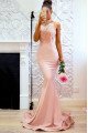 Beverly Lovely Pink Halter Open Back Appliques Mermaid Evening Dresses