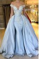 Emma Chic Sky Blue Off Shoulder Beading Sheath Evening Dresses With Panel Train Emma Chic Sky Blue Off Shoulder Beading Sheath Evening Dresses With Panel Train