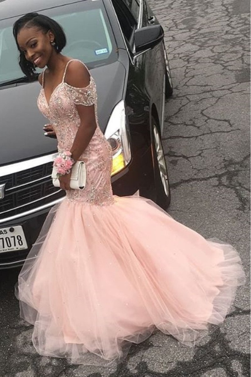 Athena Lovely Coral Spaghetti Straps Open Back Appliques Puffy Layers Mermaid Prom Dresses Athena Lovely Coral Spaghetti Straps Open Back Appliques Puffy Layers Mermaid Prom Dresses
