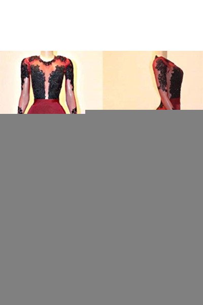 Eleanore Fancy Red Jewel Long Sleeves Appliques Mermaid Prom Dresses