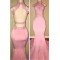 AJane Beautiful Pink Halter Backless Appliques Mermaid Prom Dresses With Chapel Train AJane Beautiful Pink Halter Backless Appliques Mermaid Prom Dresses With Chapel Train