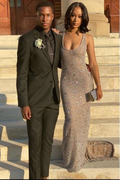 Jean Sparkle Gray Square Sequins Sheath Prom Dresses