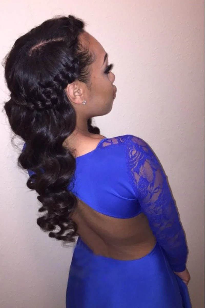 Royal Blue V Neck Lace Beaded Applique Long Evening Prom Dresses, Cheap Sweet 16 Dresses, 18426 main image 1